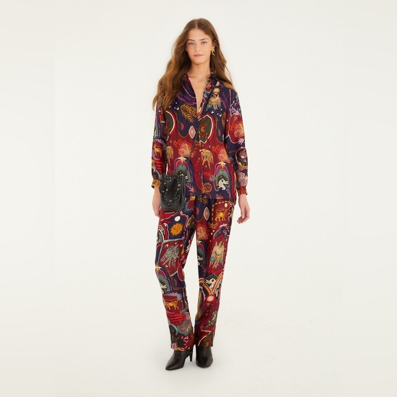 FARM Rio Pants - Farm Rio Multicolor Artsy Surreal Land Pants